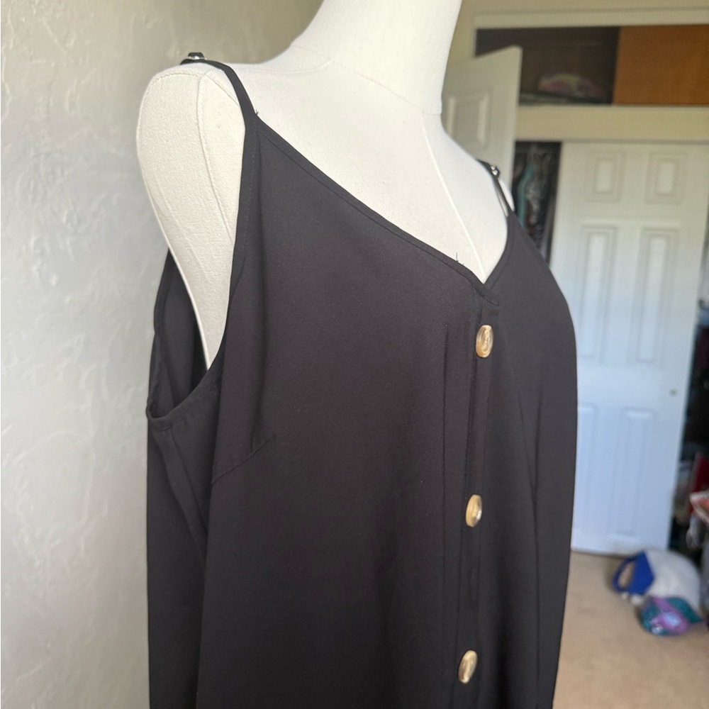 Elegant Black Button-Down Dress